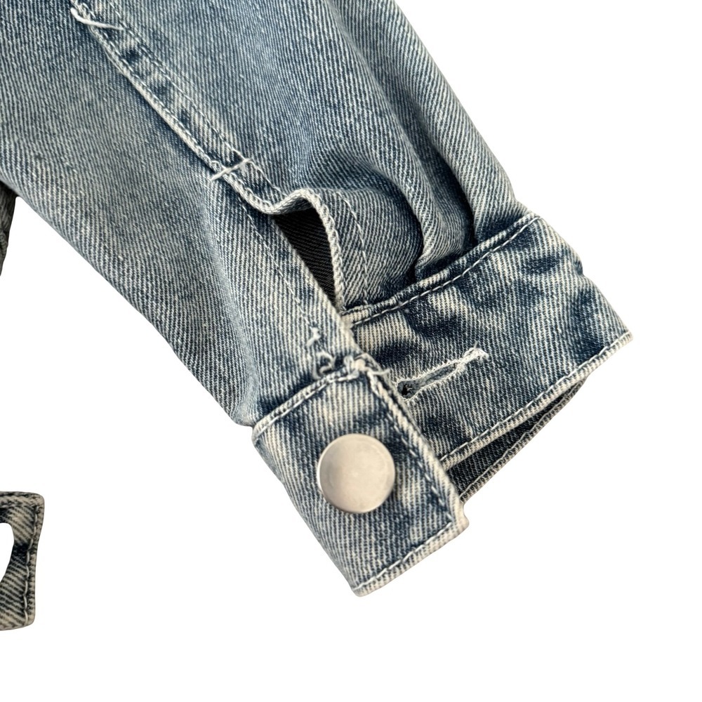 Denim Jacket Blue Pearl Star Embellished Kids Size 100 - Picture 6 of 7